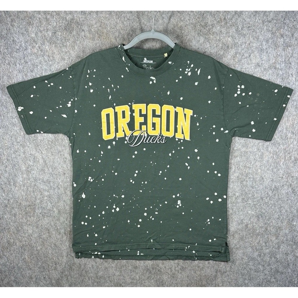 Pressbox Oregon Ducks Womens Medium Green Bleach Splatter Oversized T-Shirt